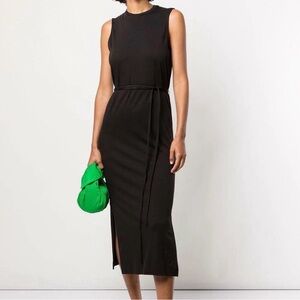 NWT VINCE Sleeveless Pima Cotton Midi Tank Dress in Black Size Small M
